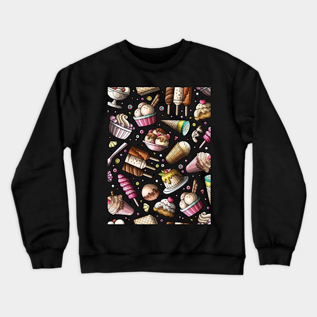 Cartoon Hand-drawn dessert Pattern Crewneck Sweatshirt by Patternos